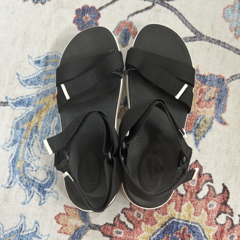 Dansko Black Sandals with White Accents